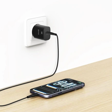 Încărcător de călătorie SWISSTEN EDGE GaN 1x USB-C 20W Negru
