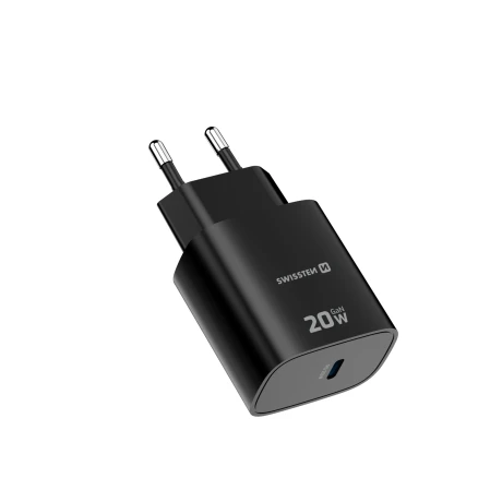 Încărcător de călătorie SWISSTEN EDGE GaN 1x USB-C 20W Negru