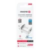 Încărcător de călătorie SWISSTEN EDGE GaN 1x USB-C PD 20W + 1x USB-A 18W QC, pentru priză UK, alb