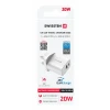Încărcător de călătorie SWISSTEN EDGE GaN 1x USB-C PD 20W + 1x USB-A 18W QC, pentru priză UK, alb