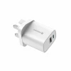 Încărcător de călătorie SWISSTEN EDGE GaN 1x USB-C PD 20W + 1x USB-A 18W QC, pentru priză UK, alb