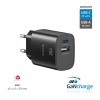 Încărcător de călătorie SWISSTEN EDGE GaN 1x USB-C PD 25W + 1x USB-A 18W QC NEGRU