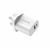 Încărcător de călătorie SWISSTEN EDGE GaN 1x USB-C PD 35W + 1x USB-A 18W QC, pentru priză UK, alb