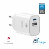 Încărcător de călătorie SWISSTEN EDGE GaN 1x USB-C PD 45W + 1x USB-A 18W QC ALB