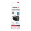 Încărcător de călătorie SWISSTEN EDGE GaN 1x USB-C PD 45W + 1x USB-A 18W QC NEGRU