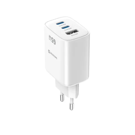 Încărcător de călătorie SWISSTEN EDGE GaN 2x USB-C PD 65W + 1x USB-A 18W QC ALB