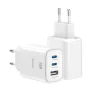 Încărcător de călătorie SWISSTEN EDGE GaN 2x USB-C PD 65W + 1x USB-A 18W QC ALB