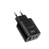 Încărcător de călătorie SWISSTEN EDGE GaN 2x USB-C PD 65W + 1x USB-A 18W QC NEGRU