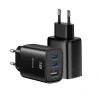 Încărcător de călătorie SWISSTEN EDGE GaN 2x USB-C PD 65W + 1x USB-A 18W QC NEGRU