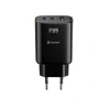 Încărcător de călătorie SWISSTEN EDGE GaN 2x USB-C PD 65W + 1x USB-A 18W QC NEGRU