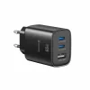 Încărcător de călătorie SWISSTEN EDGE GaN 2x USB-C PD 65W + 1x USB-A 18W QC NEGRU