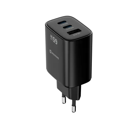 Încărcător de călătorie SWISSTEN EDGE GaN 2x USB-C PD 65W + 1x USB-A 18W QC NEGRU