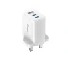 Încărcător de călătorie SWISSTEN EDGE GaN 2x USB-C PD 65W + 1x USB-A 18W QC, pentru priză UK, alb