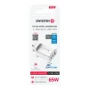 Încărcător de călătorie SWISSTEN EDGE GaN 2x USB-C PD 65W + 1x USB-A 18W QC, pentru priză UK, alb