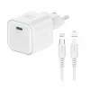 Încărcător de călătorie SWISSTEN GaN 1x USB-C 20W Alimentare Alb + Cablu de date USB-C/LIGHTNING 1.2M Alb