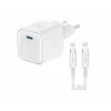 Încărcător de călătorie SWISSTEN GaN 1x USB-C 20W Alimentare Alb + Cablu de date USB-C/USB-C 1.2 M Alb