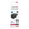 Încărcător de călătorie SWISSTEN GaN 1x USB-C 20W Alimentare Negru + Cablu de date USB-C/USB-C 1.2 M Negru