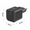 Încărcător de călătorie SWISSTEN GaN 1x USB-C 20W Alimentare Negru + Cablu de date USB-C/USB-C 1.2 M Negru