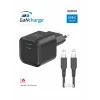Încărcător de călătorie SWISSTEN GaN 1x USB-C 20W Alimentare Negru + Cablu de date USB-C/USB-C 1.2 M Negru