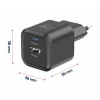 Încărcător de călătorie SWISSTEN GaN 1x USB-C 20W PD + 1x USB-A 18W QC NEGRU