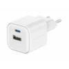 Încărcător de călătorie SWISSTEN GaN 1x USB-C 20W PD și 1x USB-A 18W QC ALB