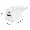 Încărcător de călătorie SWISSTEN GaN 1x USB-C 20W PD și 1x USB-A 18W QC ALB