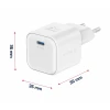 Încărcător de călătorie SWISSTEN GaN 1x USB-C 20W, putere de alimentare, alb