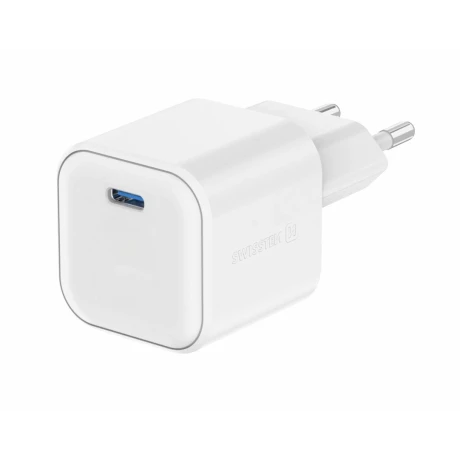 Încărcător de călătorie SWISSTEN GaN 1x USB-C 20W, putere de alimentare, alb