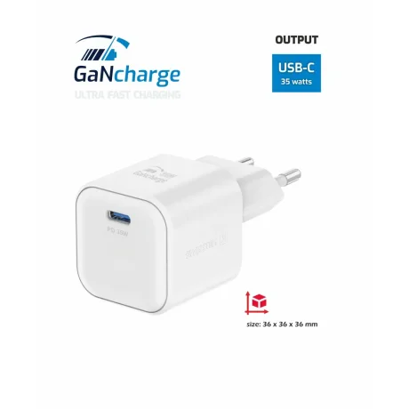 Încărcător de călătorie SWISSTEN GaN 1x USB-C 35W, alb