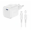 Încărcător de călătorie SWISSTEN GaN 1x USB-C 35W Alimentare Alb + Cablu de date USB-C/LIGHTNING 1.2M Alb