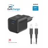 Încărcător de călătorie SWISSTEN GaN 1x USB-C 35W Alimentare Negru + Cablu de date USB-C/LIGHTNING 1.2M Negru