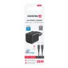 Încărcător de călătorie SWISSTEN GaN 1x USB-C 35W Alimentare Negru + Cablu de date USB-C/USB-C 1.2 M Negru