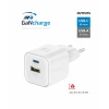 Încărcător de călătorie SWISSTEN GaN 1x USB-C 35W PD + 1x USB-A 27W QC ALB