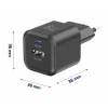 Încărcător de călătorie SWISSTEN GaN 1x USB-C 35W PD + 1x USB-A 27W QC NEGRU