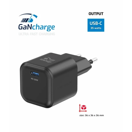 Încărcător de călătorie SWISSTEN GaN 1x USB-C 35W Power Delivery Negru
