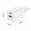 Încărcător de călătorie SWISSTEN GaN 1x USB-C 45W PD + 1x USB-A 18W QC ALB