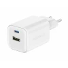 Încărcător de călătorie SWISSTEN GaN 1x USB-C 45W PD + 1x USB-A 18W QC ALB