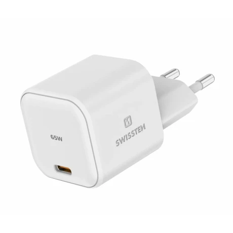 Încărcător de călătorie SWISSTEN GaN 1x USB-C 65W, alb