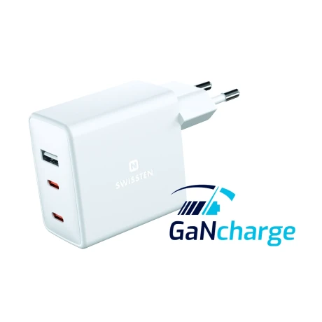 Încărcător de călătorie SWISSTEN GaN 2x USB-C + 1x USB 70W