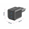 Încărcător de călătorie SWISSTEN GaN 2x USB-C 20W Power Delivery Negru