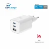 Încărcător de călătorie SWISSTEN GaN 2x USB-C 65W PD + 1x USB-A 18W QC ALB