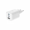 Încărcător de călătorie SWISSTEN GaN 2x USB-C 65W PD + 1x USB-A 18W QC ALB