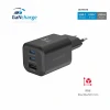 Încărcător de călătorie SWISSTEN GaN 2x USB-C 65W PD + 1x USB-A 18W QC NEGRU