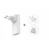 Încărcător de călătorie SWISSTEN GaN USB-C + USB-A 65W Mufe interschimbabile (SUA, UE, Marea Britanie) Alb