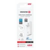 Încărcător de călătorie SWISSTEN GaN USB-C + USB-A 65W Mufe interschimbabile (SUA, UE, Marea Britanie) Alb