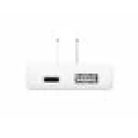Încărcător de călătorie SWISSTEN GaN USB-C + USB-A 65W Mufe interschimbabile (SUA, UE, Marea Britanie) Alb