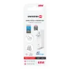 Încărcător de călătorie SWISSTEN GaN USB-C + USB-A 65W Mufe interschimbabile (SUA, UE, Marea Britanie) Alb