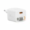 Încărcător de călătorie SWISSTEN SlideCHARGE GAN 30W, 1× USB-A 18W cu cablu retractabil USB-C de 0,75 m, alb