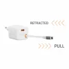 Încărcător de călătorie SWISSTEN SlideCHARGE GAN 30W, 1× USB-A 18W cu cablu retractabil USB-C de 0,75 m, alb