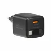 Încărcător de călătorie SWISSTEN SlideCHARGE GAN 30W, 1× USB-A 18W cu cablu retractabil USB-C de 0,75 m, negru
